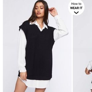 Sweater Vest & Shirt Combo Dress